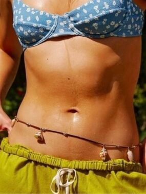 Free People King Suede Belly Chain in Brown NWT Shell Beach Bohemian Necklace